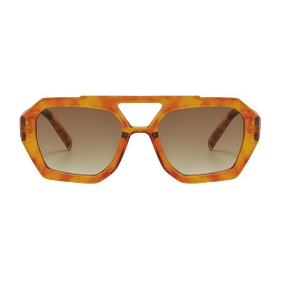 Retro Square Double Bridge Women's Luxury Sunglasses Big Frame Brown Eyewear NEW - Picture 1 of 4